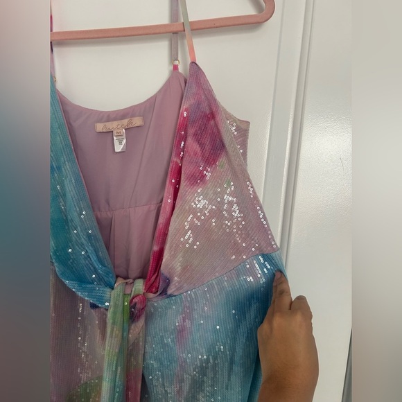 Hutch Alden Rainbow Sequin Maxi Wrap Dress size medium vibrant colorful boho - Picture 9 of 13